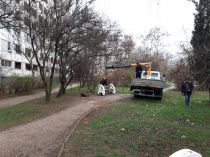 В будущем сквере на ул. Колобова временно установлены элементы благоустройства